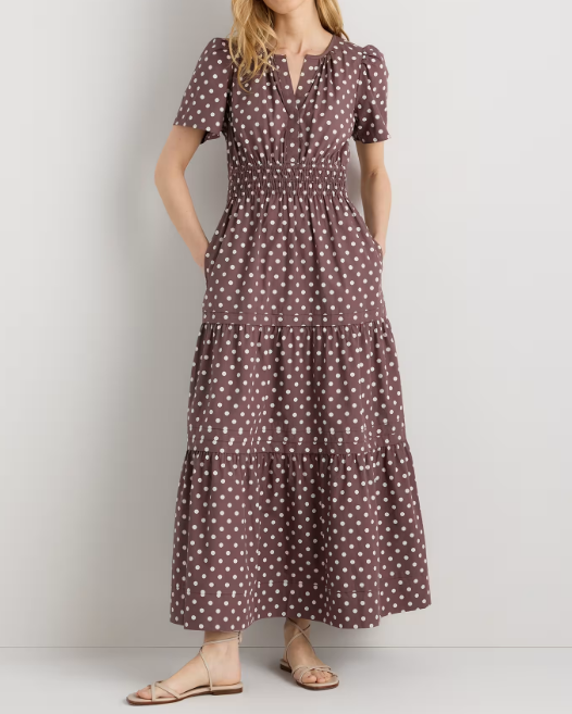 100% Organic Cotton Poplin Tiered Maxi Dress