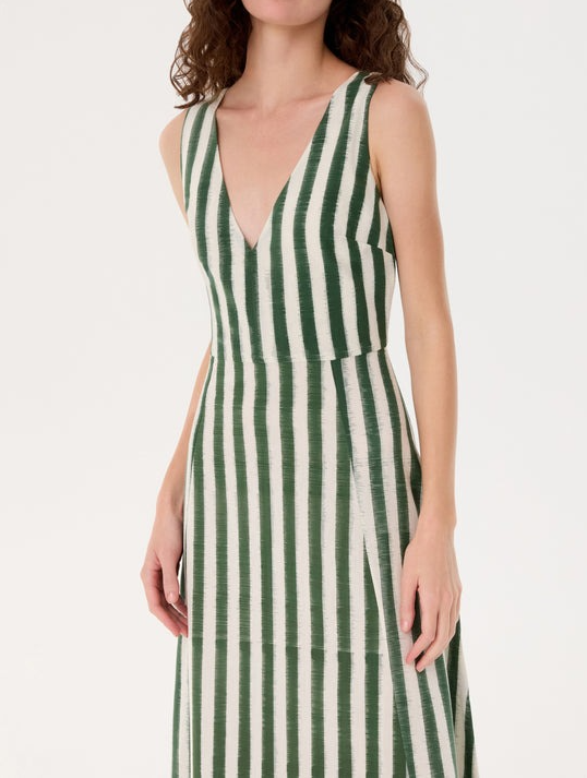 Striped V-Neck Sleeveless Dress