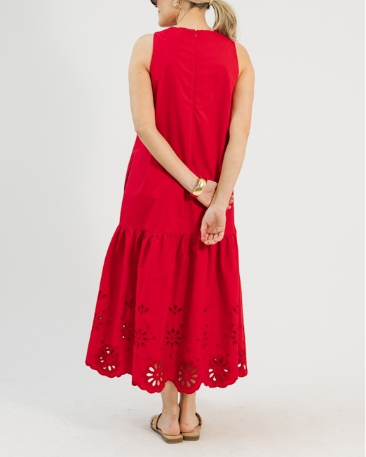 Embroidered Flowers Midi Dress