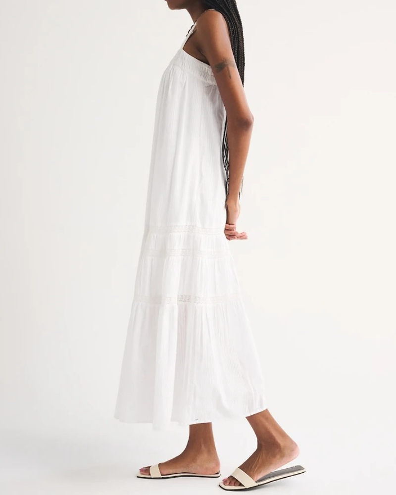 100% Cotton Tiered Flowy Maxi Dress