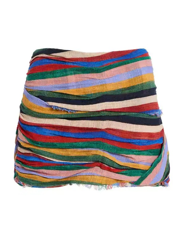 Ruched Cotton Gauze Miniskirt