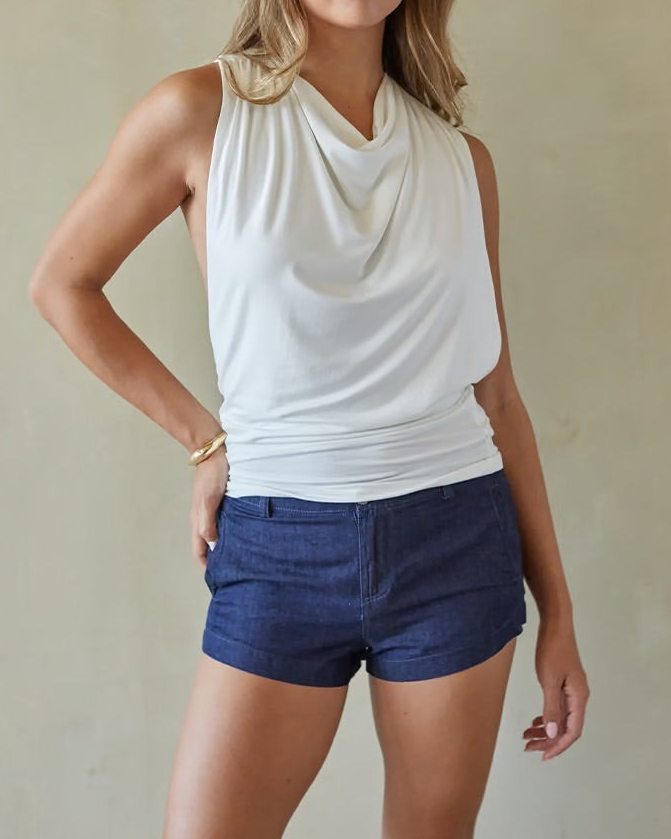 Cowl Neck Open Back Top