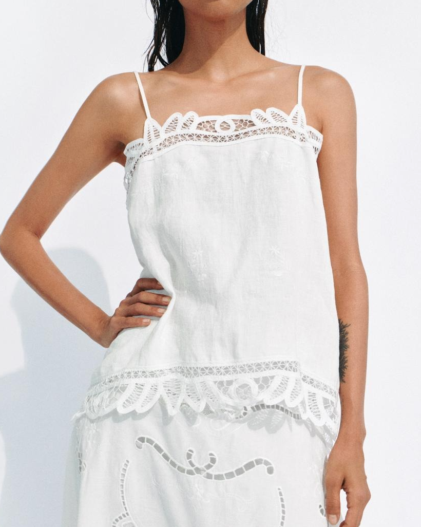 Linen Embroidered Top