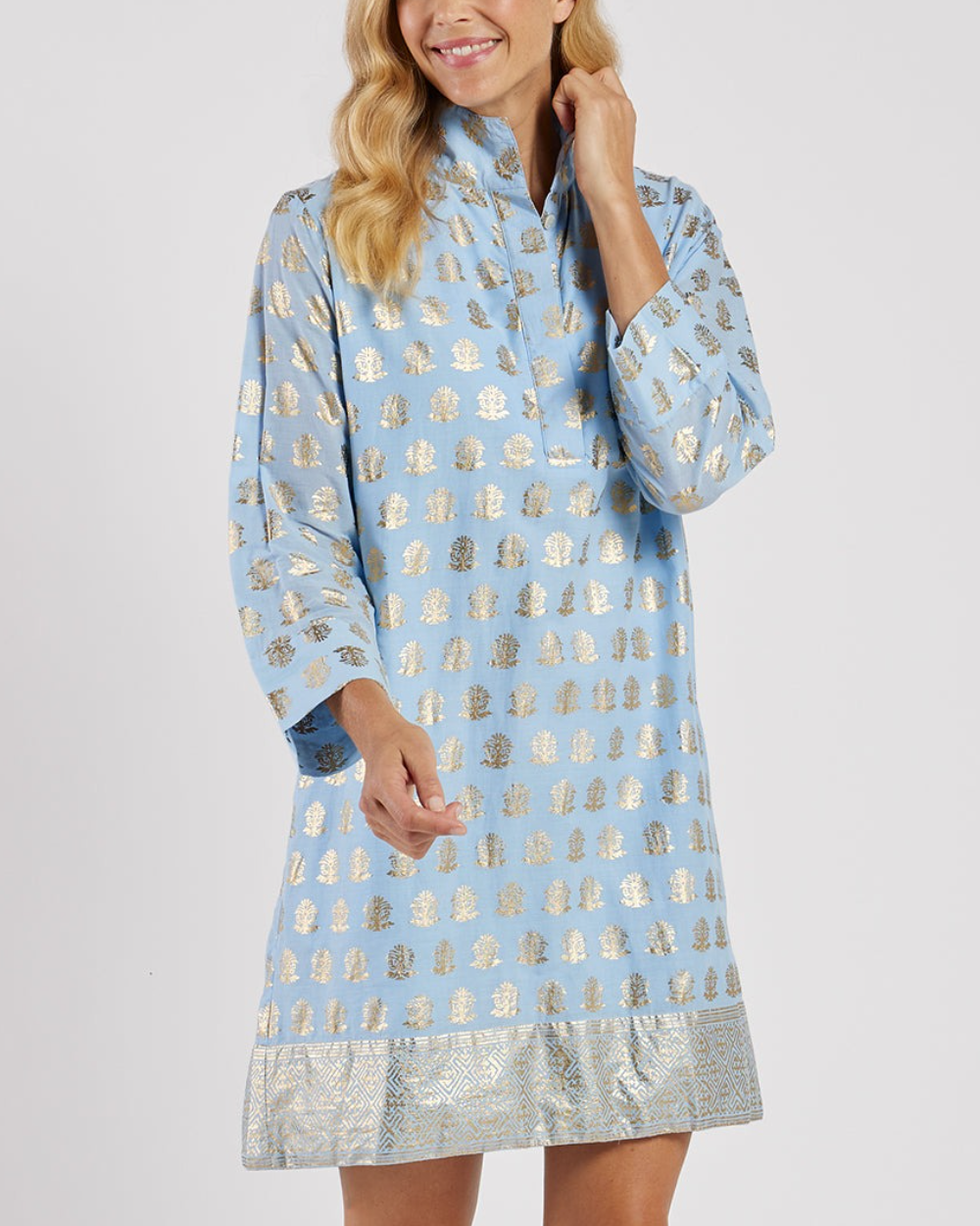 Stand Collar Long Sleeve Dress