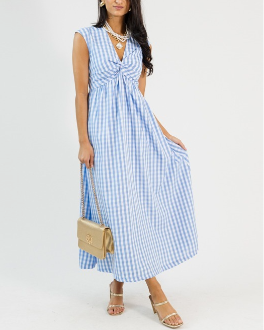 Gingham Twist Maxi Dress