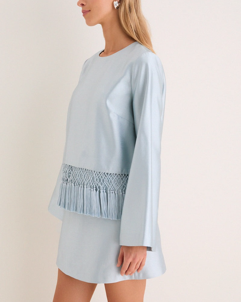 Pewter Blue Maxine Tassel Top