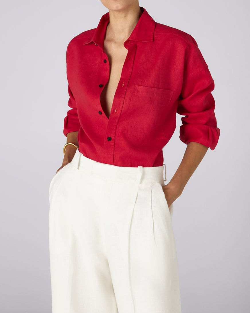 Red Linen Shirt