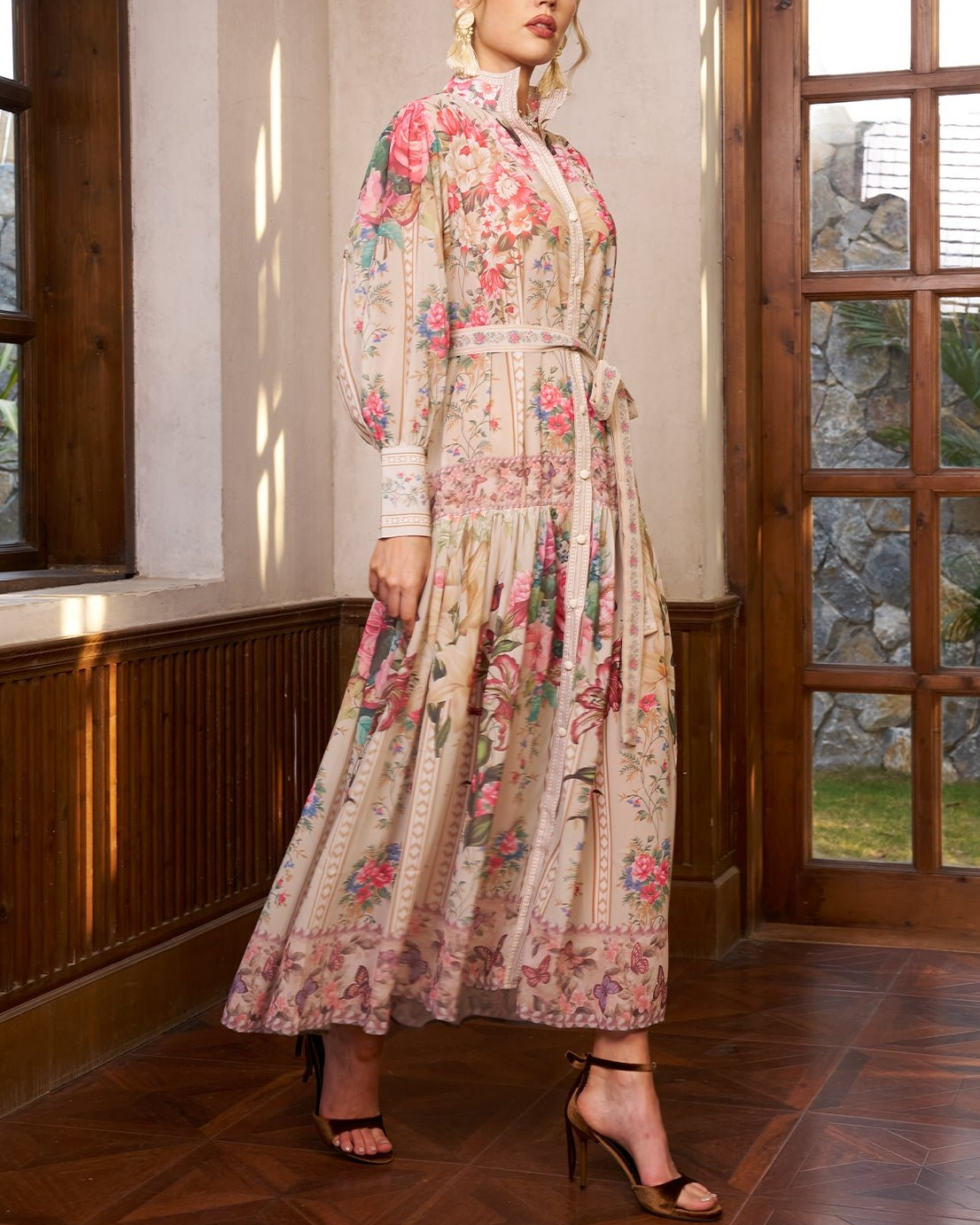 Eden Garden Print Tie-Waist Dress