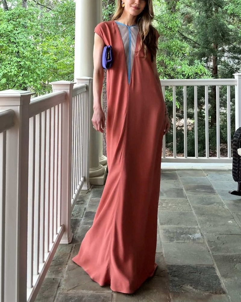 V Neck Long Dress