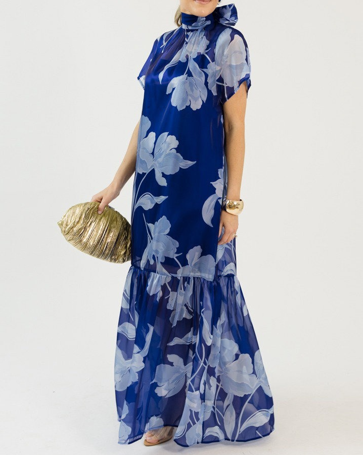 Organza Mockneck Maxi Dress