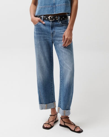 Mid Rise Cuffed Jeans