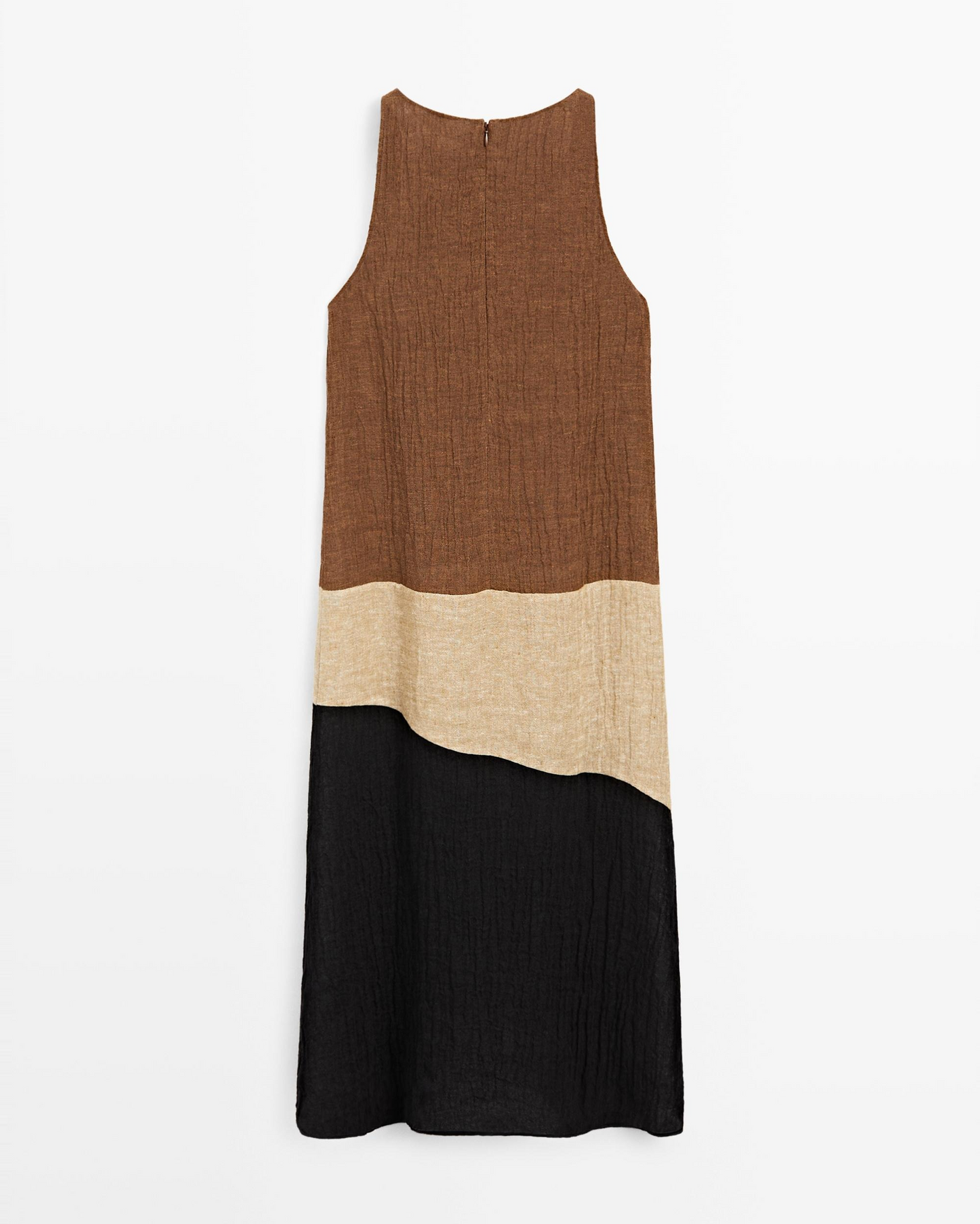 Combined Linen Blend Midi Dress