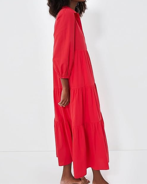3/4 Sleeve Flowy Tiered Ruffle Dress