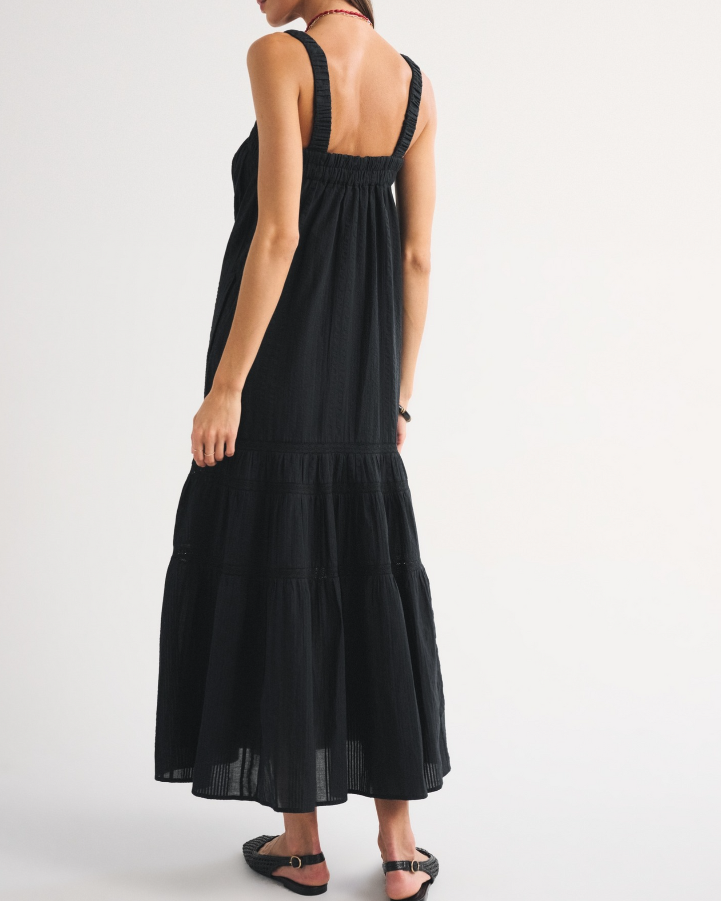 100% Cotton Tiered Flowy Maxi Dress