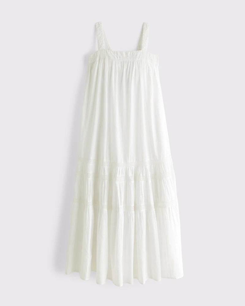 100% Cotton Tiered Flowy Maxi Dress