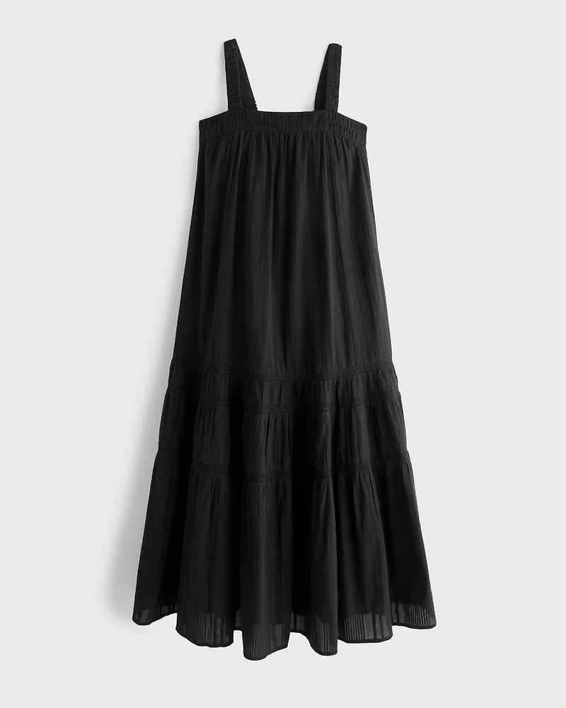 100% Cotton Tiered Flowy Maxi Dress