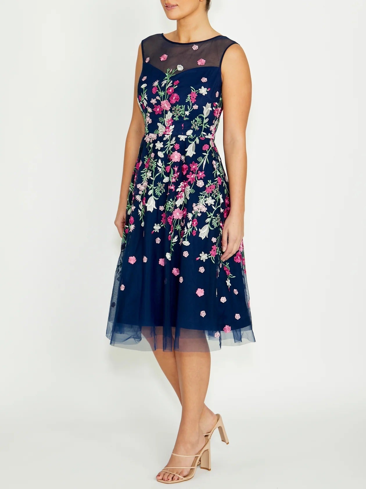 Navy and Pink Midi Dress Regular