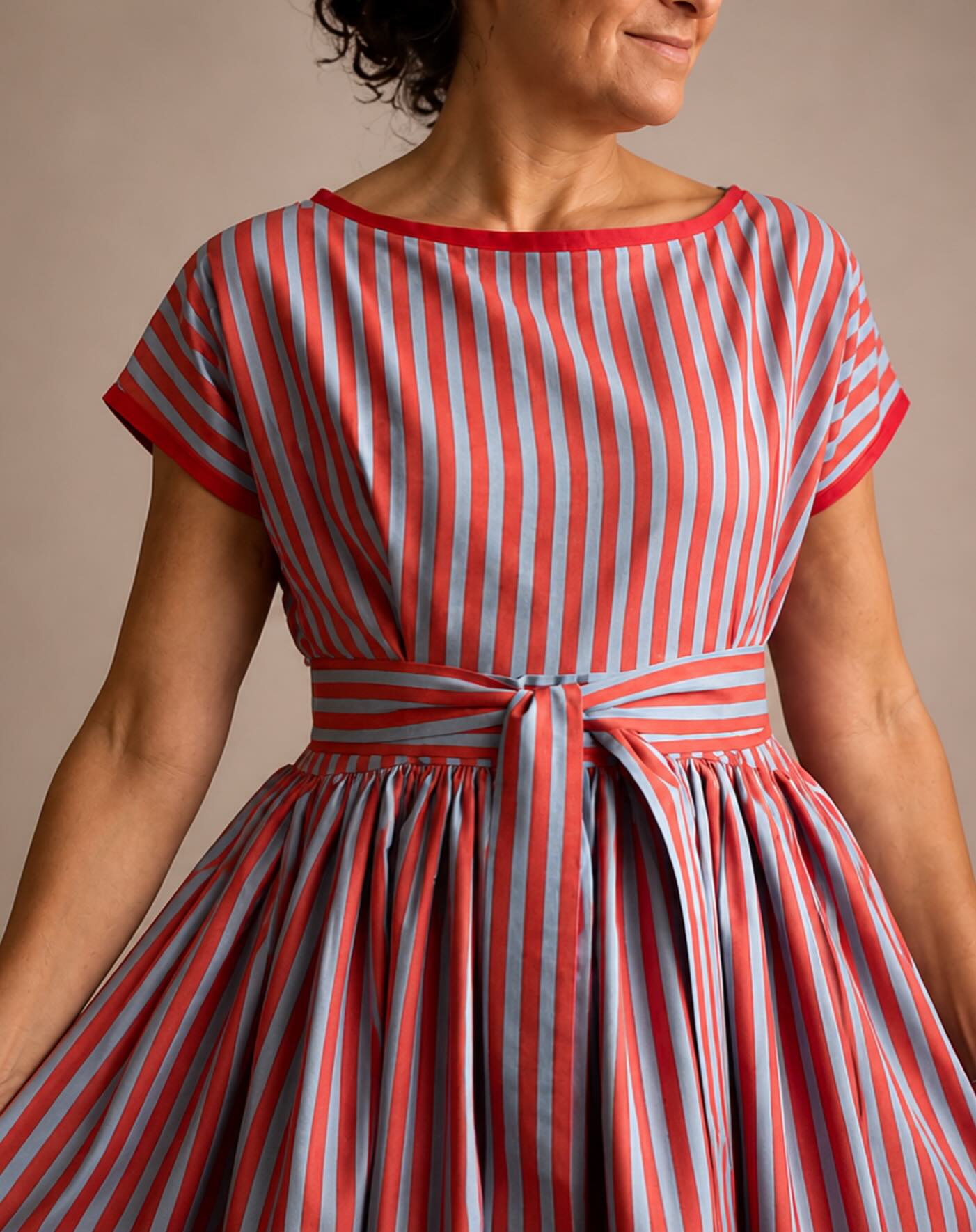 Striped Waisted Maxi Dress