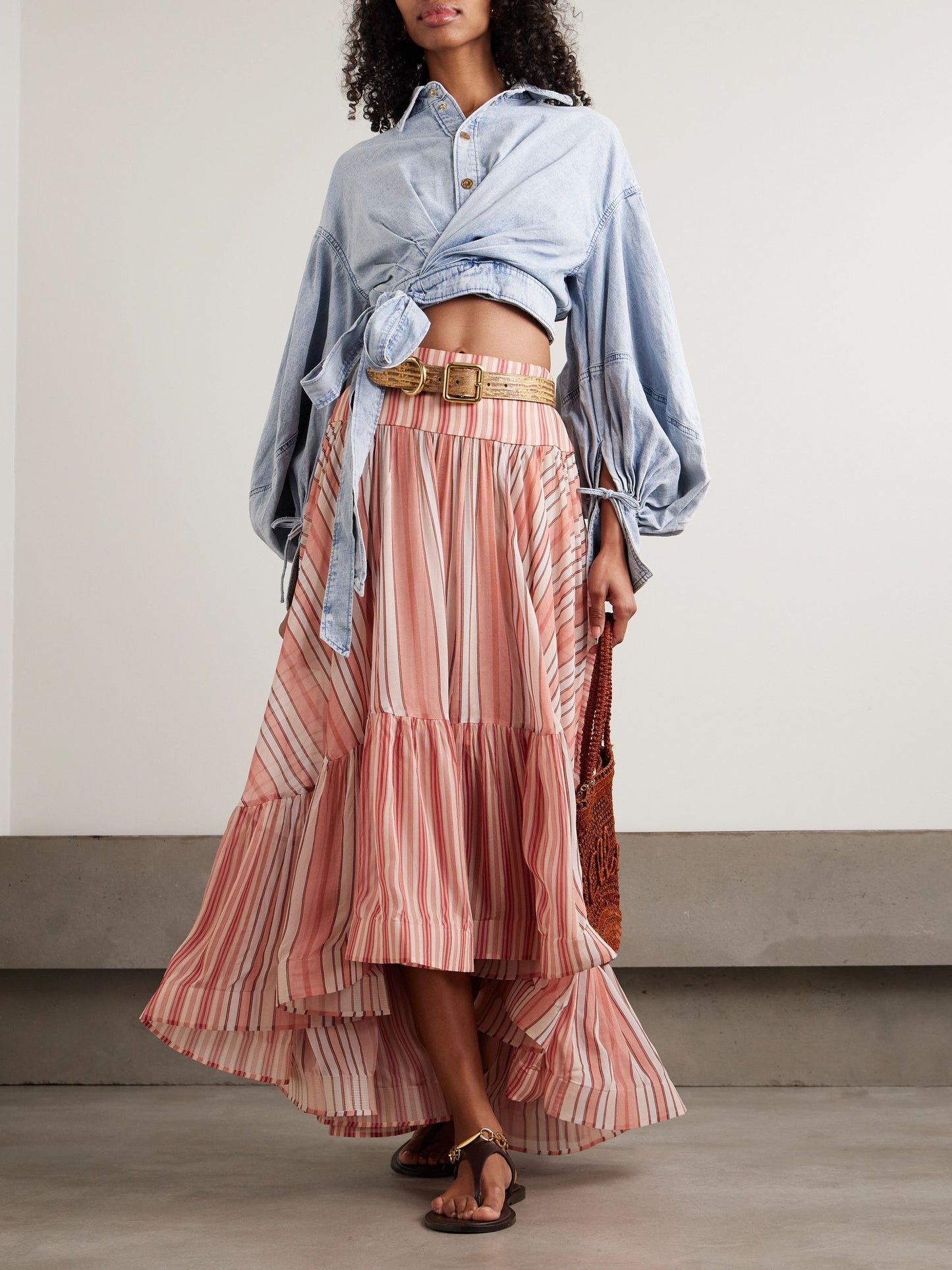 Bohemian Striped Midi Skirt