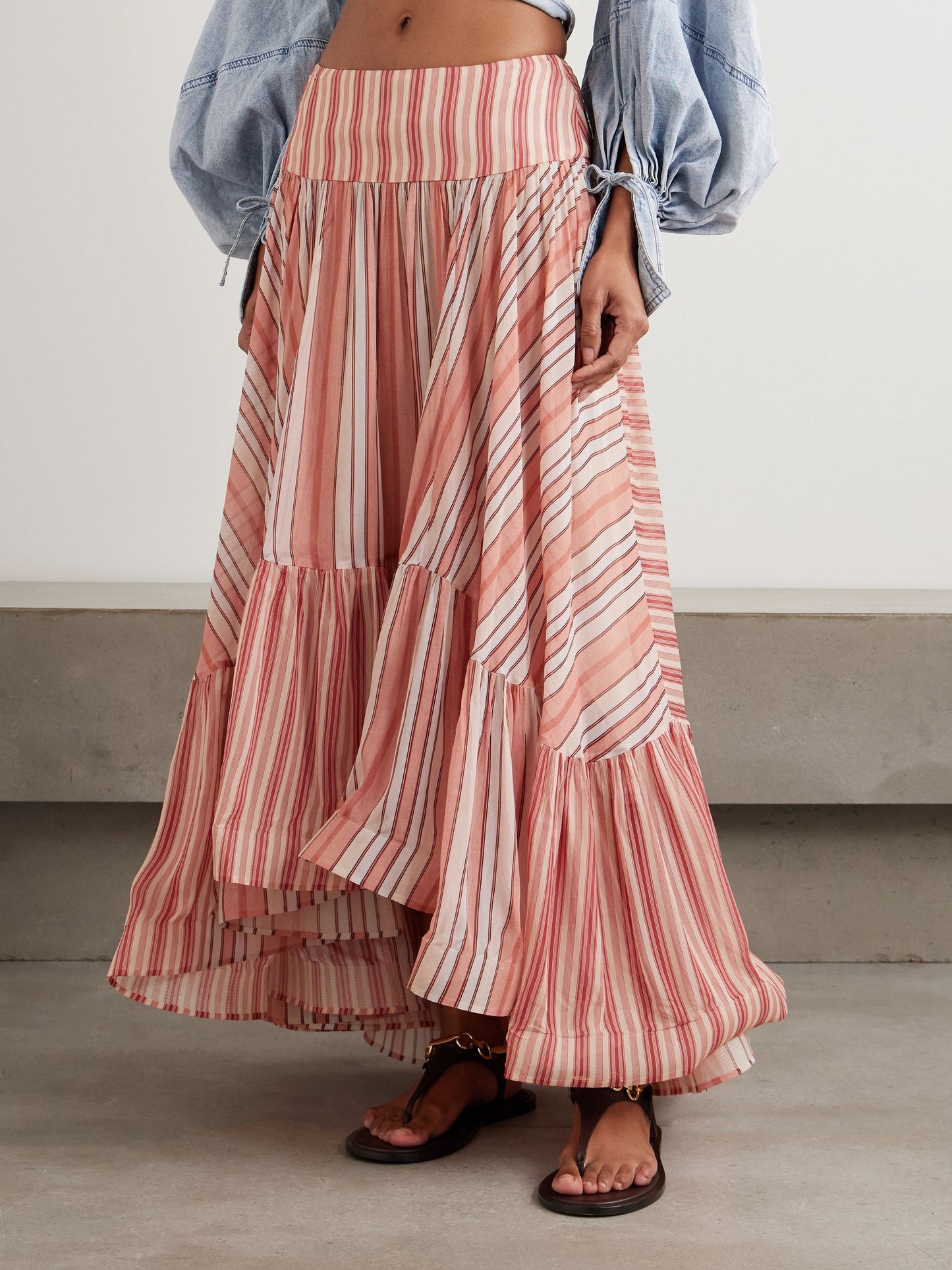 Bohemian Striped Midi Skirt