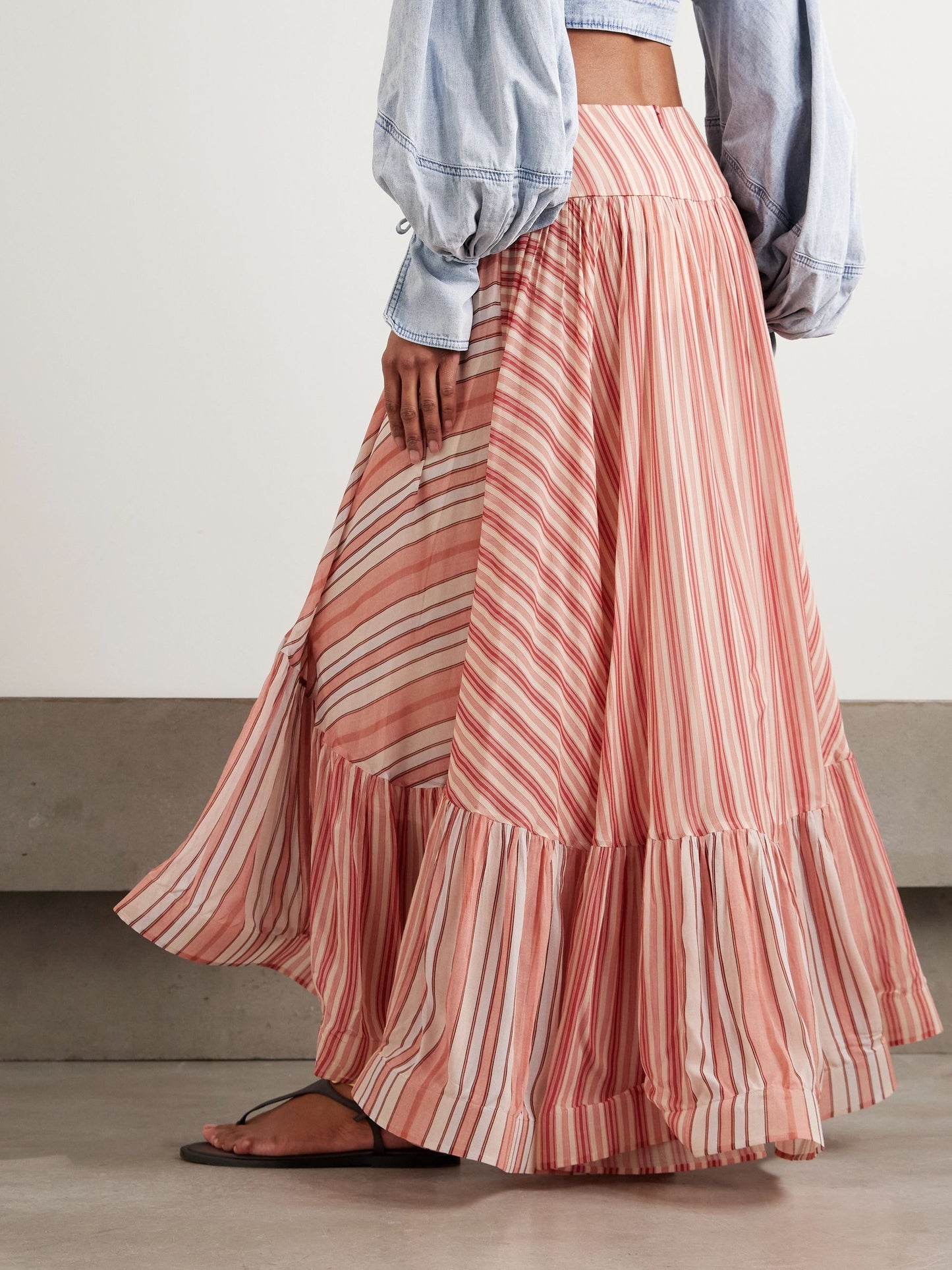 Bohemian Striped Midi Skirt